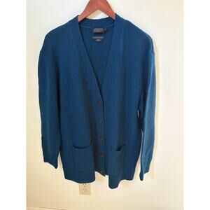 Pendleton Sweater Mens Large Cardigan 100% Shetland Wool Washable Blue Grandpa